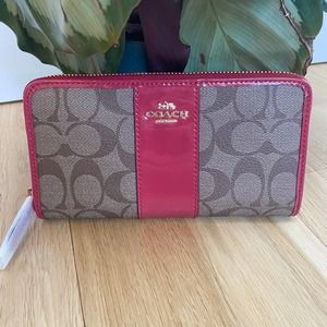 Coach Signature PVC accordion zipper wallet in true red